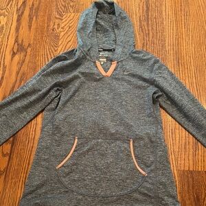 Nike Dri-FIT Gray Long sleeve with hood and Peach Trim